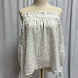 Blue Rain White Textured Top